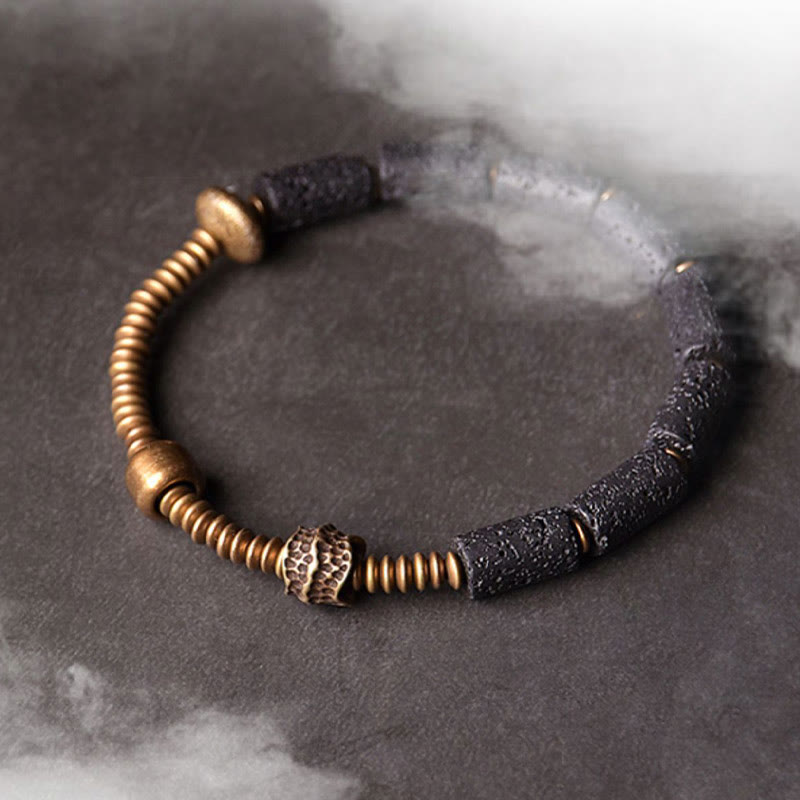 Luck Wealth Black Lava Rock Beads Copper Bracelet