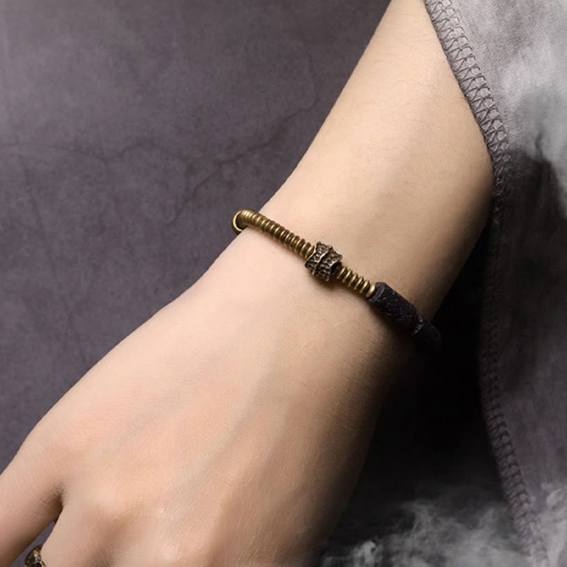 Luck Wealth Black Lava Rock Beads Copper Bracelet