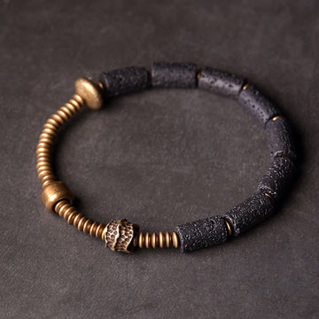 Luck Wealth Black Lava Rock Beads Copper Bracelet