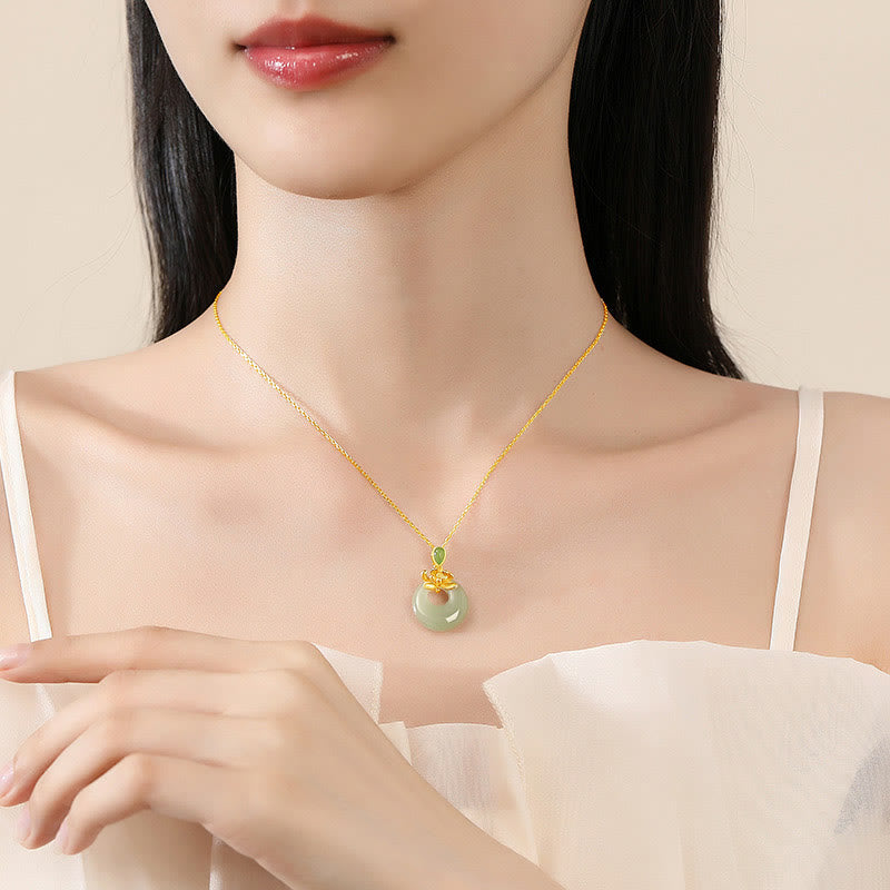 Jade Lotus Abundance String Necklace Pendant