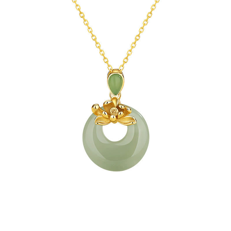 Jade Lotus Abundance String Necklace Pendant