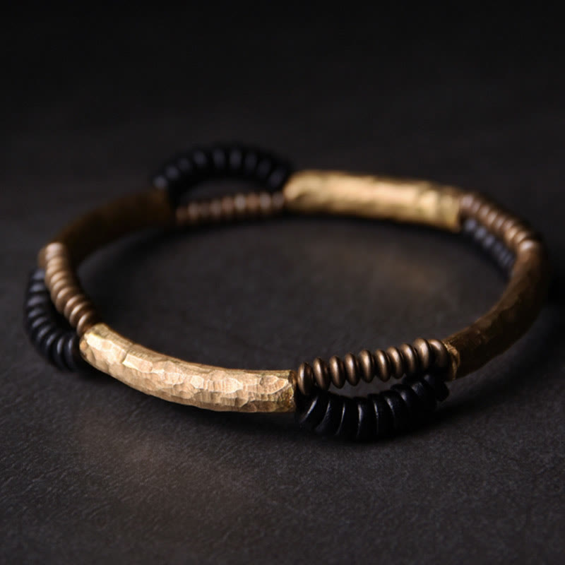 Vintage Ebony Wood Copper Luck Wealth Handmade Bracelet