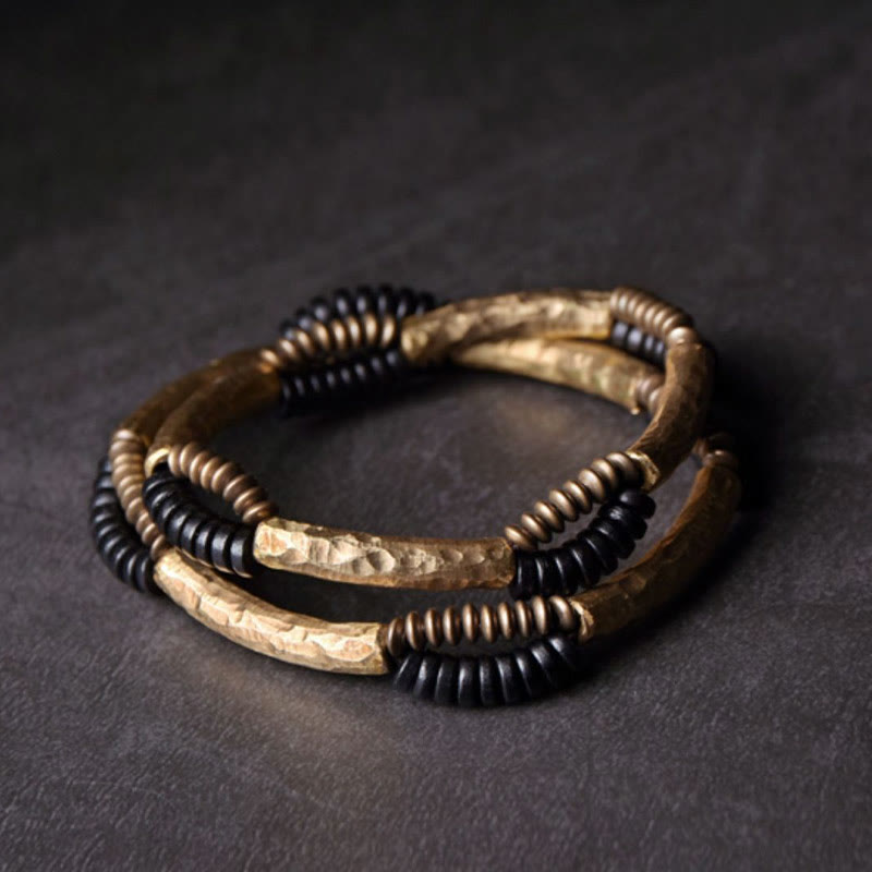 Vintage Ebony Wood Copper Luck Wealth Handmade Bracelet