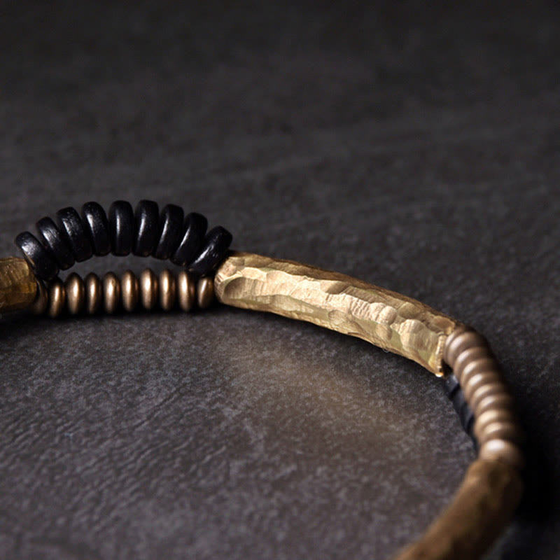 Vintage Ebony Wood Copper Luck Wealth Handmade Bracelet