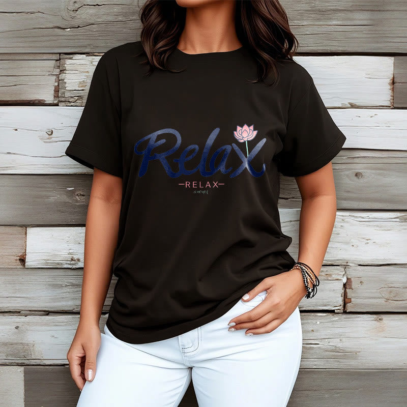 Tactile Cotton Minimalist Lotus Meditation T-Shirt