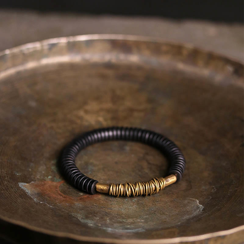 Calm Tibetan Ebony Wood Copper Bracelet