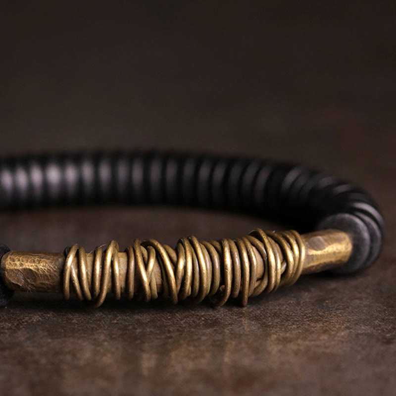 Calm Tibetan Ebony Wood Copper Bracelet