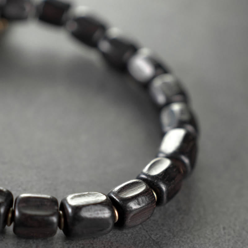 Vintage Peace Tibetan Ebony Wood Beads Copper Multilayered Healing Bracelet