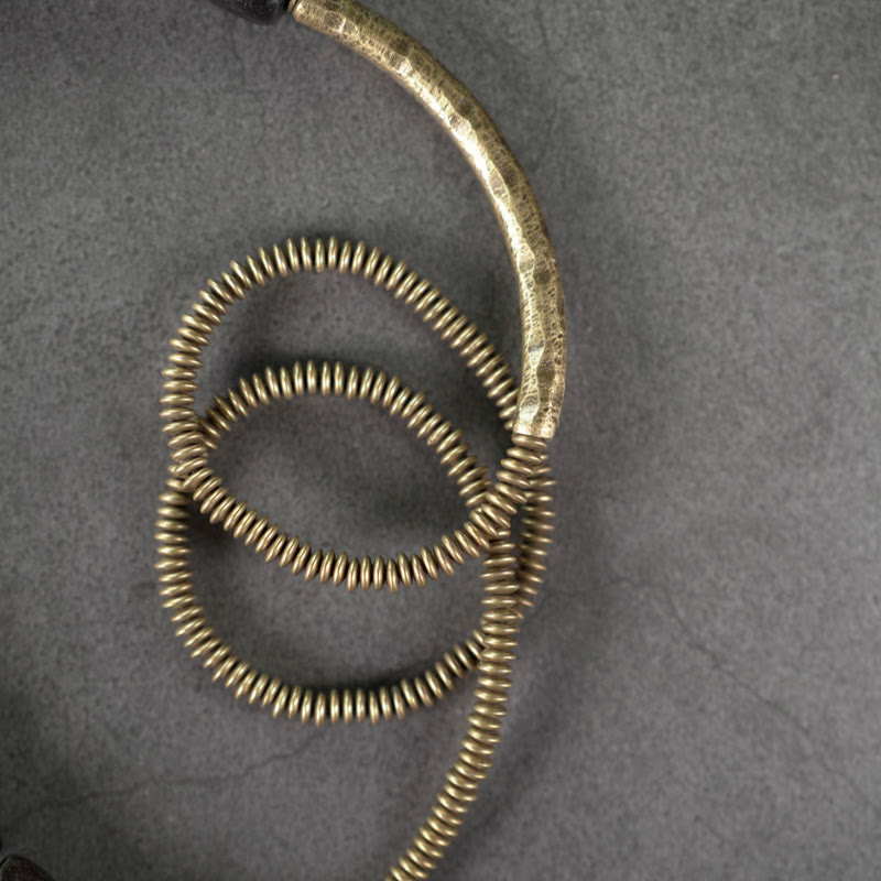 Vintage Peace Tibetan Ebony Wood Beads Copper Multilayered Healing Bracelet