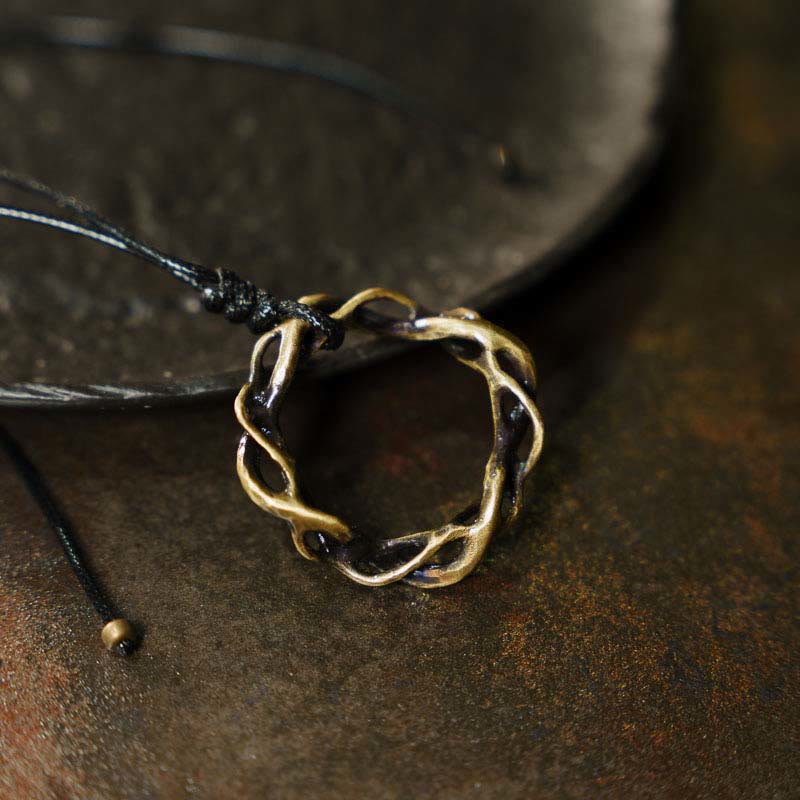 Vintage Copper Brass Luck Handmade Necklace Pendant