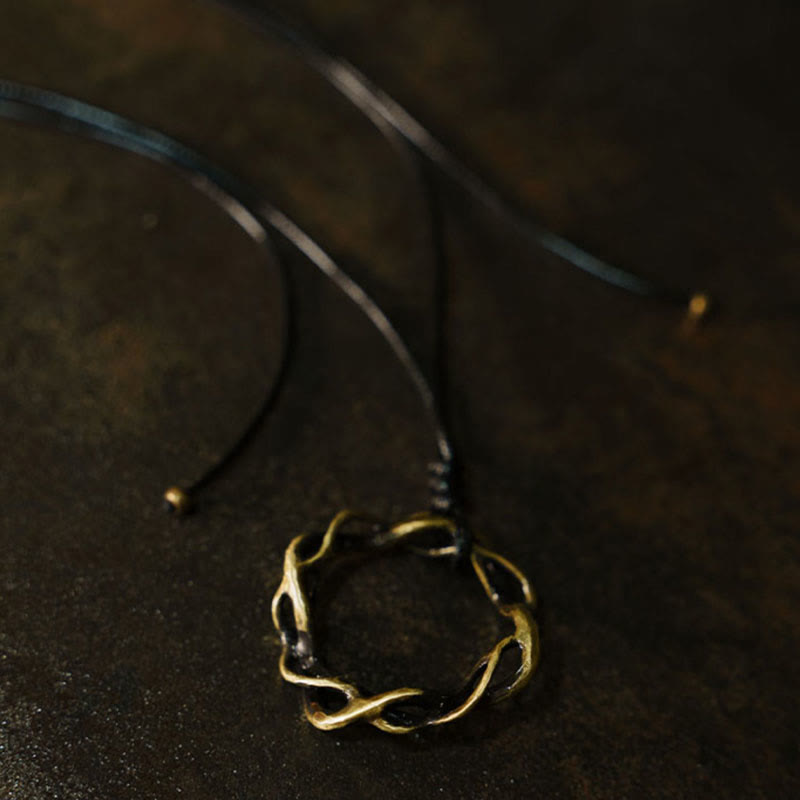 Vintage Copper Brass Luck Handmade Necklace Pendant