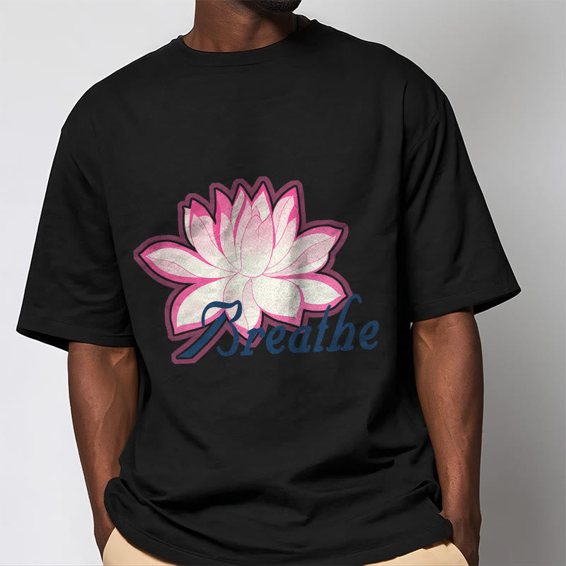 Tactile Cotton Unisex Breathe Graphic Meditation T-Shirt