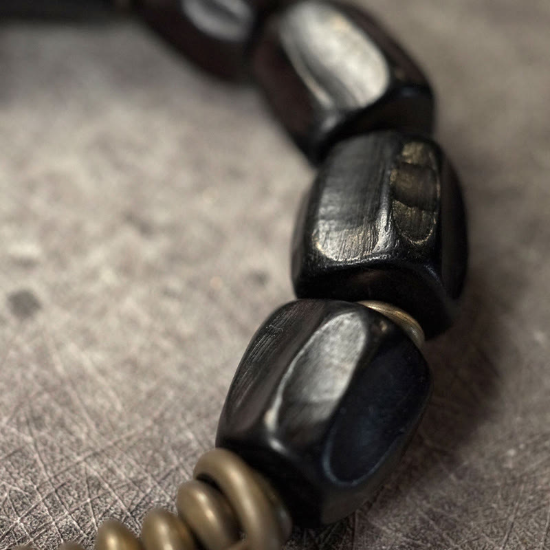 Vintage Peace Ebony Wood Copper Beads Bracelet