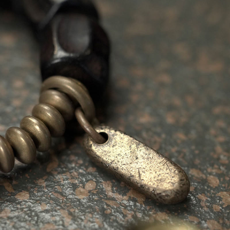 Vintage Peace Ebony Wood Copper Beads Bracelet