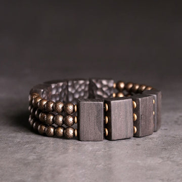 Vintage Peace Ebony Wood Copper Beads Balance Bracelet