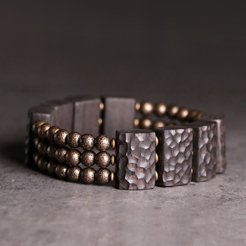 Vintage Peace Ebony Wood Copper Beads Balance Bracelet
