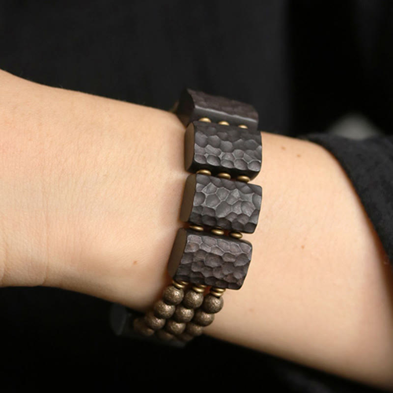 Vintage Peace Ebony Wood Copper Beads Balance Bracelet