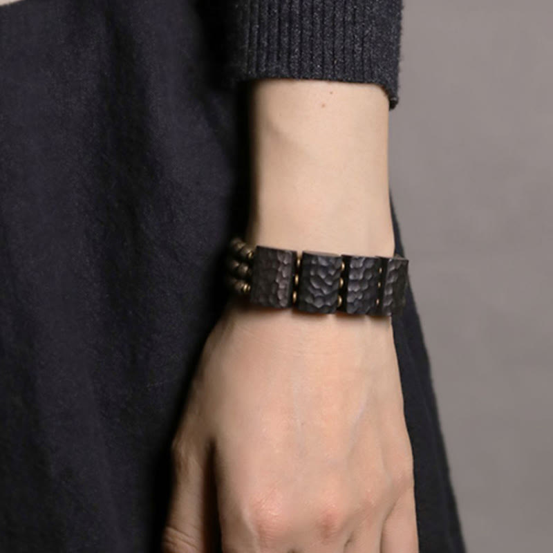 Vintage Peace Ebony Wood Copper Beads Balance Bracelet