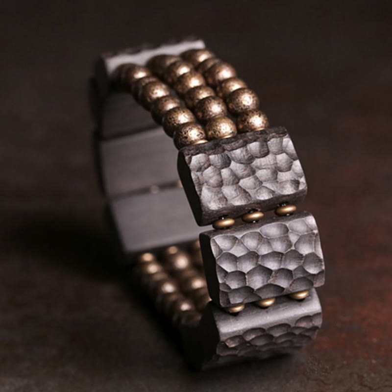 Vintage Peace Ebony Wood Copper Beads Balance Bracelet