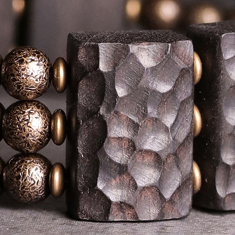 Vintage Peace Ebony Wood Copper Beads Balance Bracelet