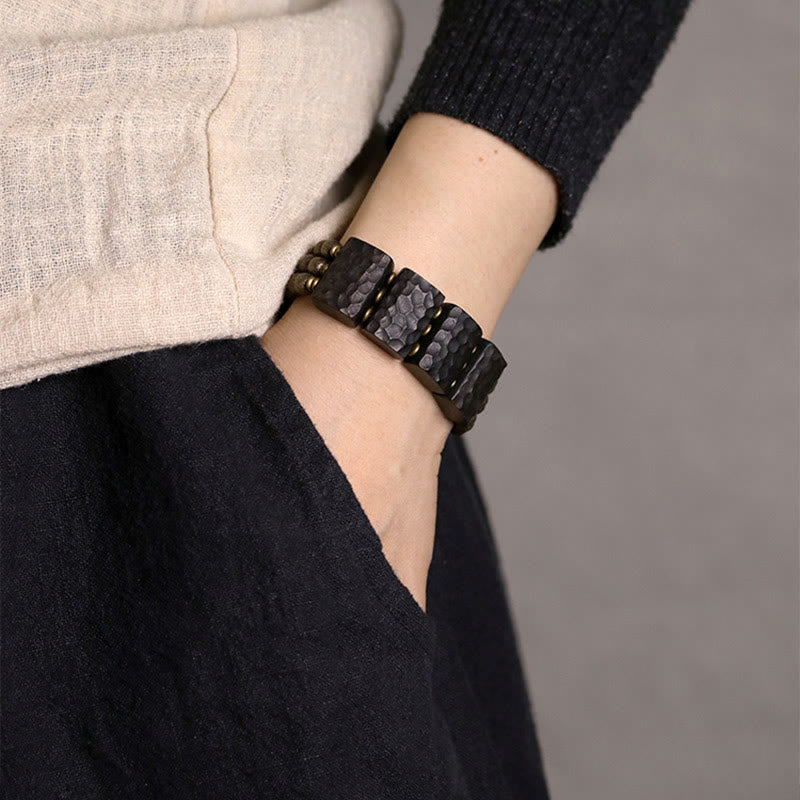 Vintage Peace Ebony Wood Copper Beads Balance Bracelet