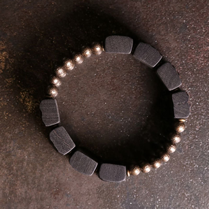 Vintage Peace Ebony Wood Copper Beads Balance Bracelet