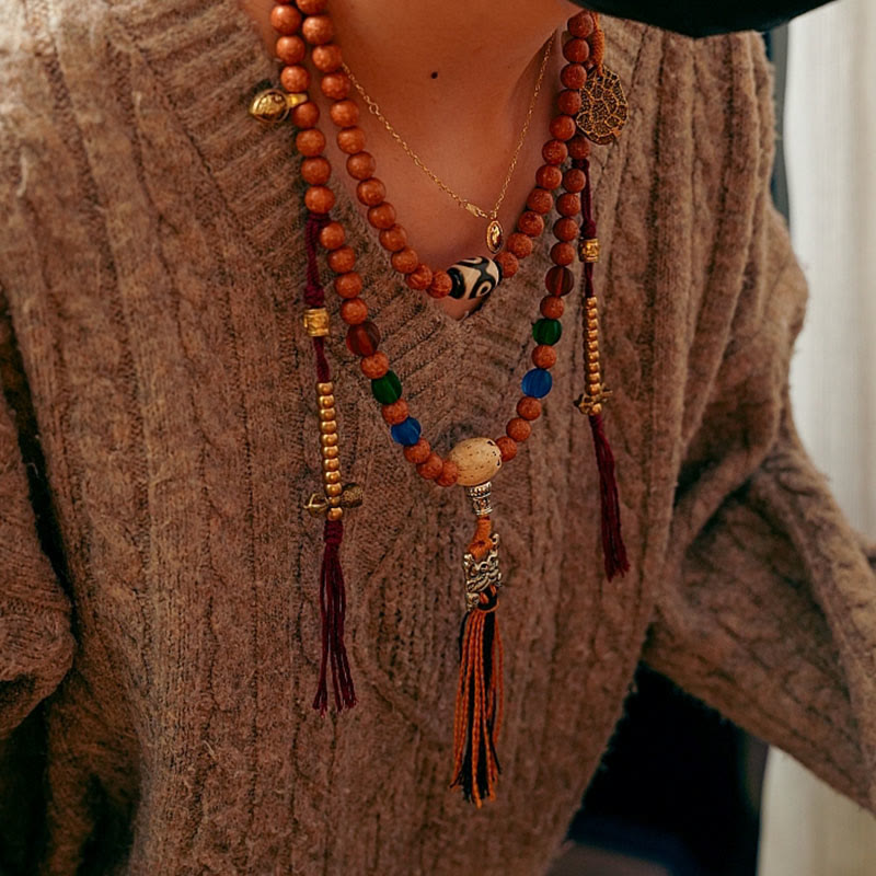 Tibet Bodhi Seed 108 Mala Beads Wisdom Peace Bracelet Necklace