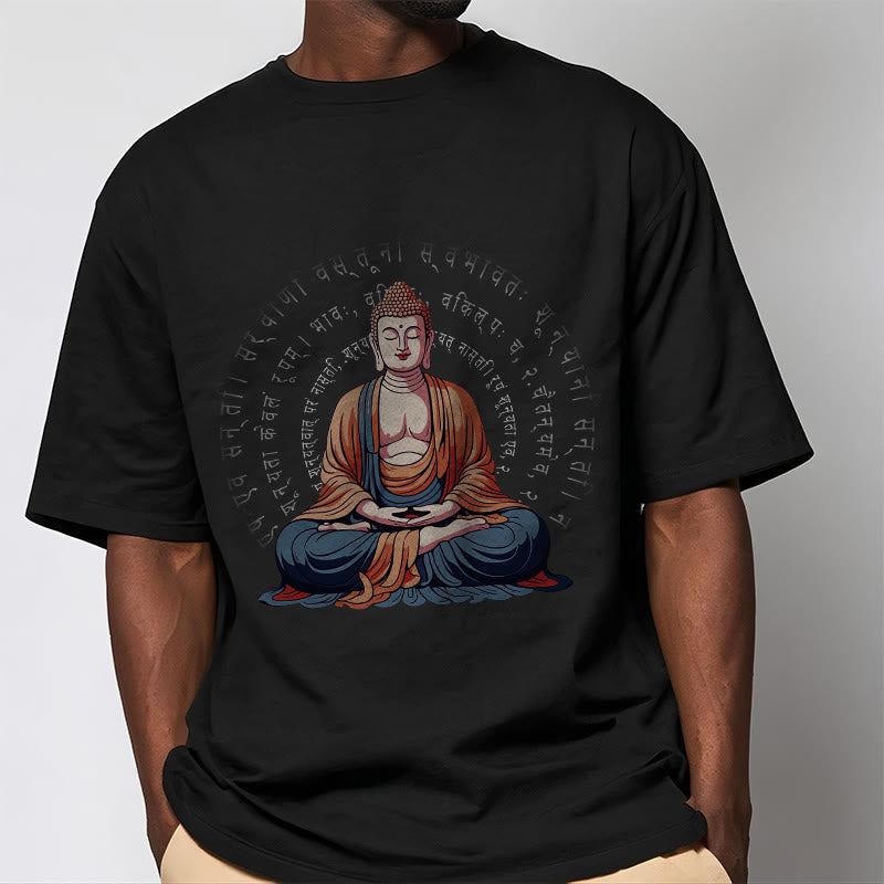 Tactile Cotton Sanskrit Heart Sutra Meditation Tee