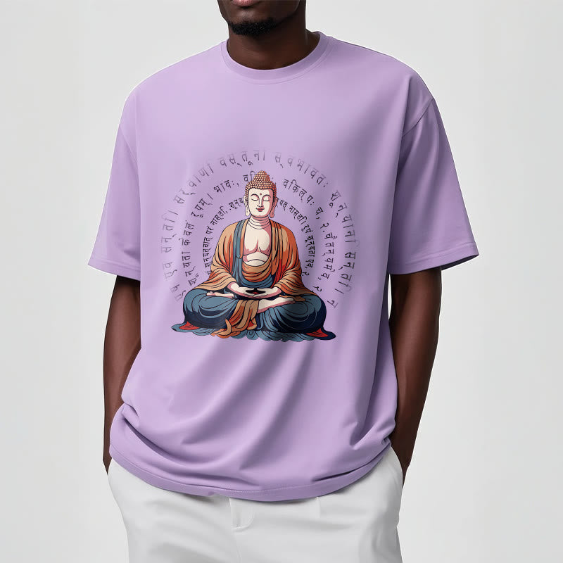 Tactile Cotton Sanskrit Heart Sutra Meditation Tee