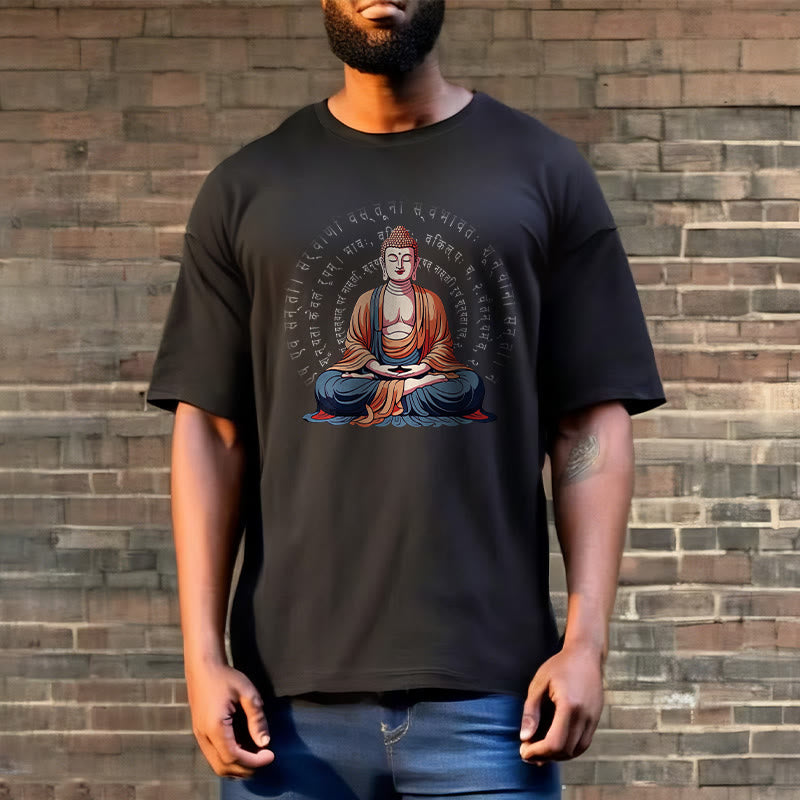 Tactile Cotton Sanskrit Heart Sutra Meditation Tee
