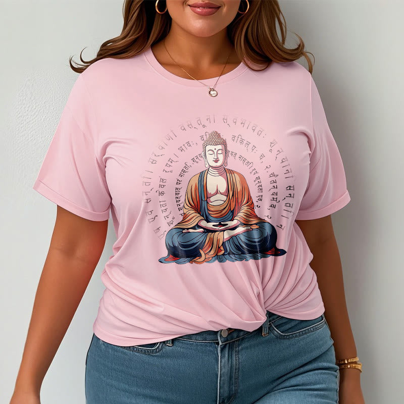 Tactile Cotton Sanskrit Heart Sutra Meditation Tee