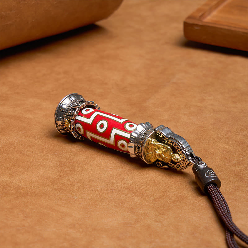 Tibetan Medicine Buddha Nine-Eye Dzi Bead Protection Necklace Pendant