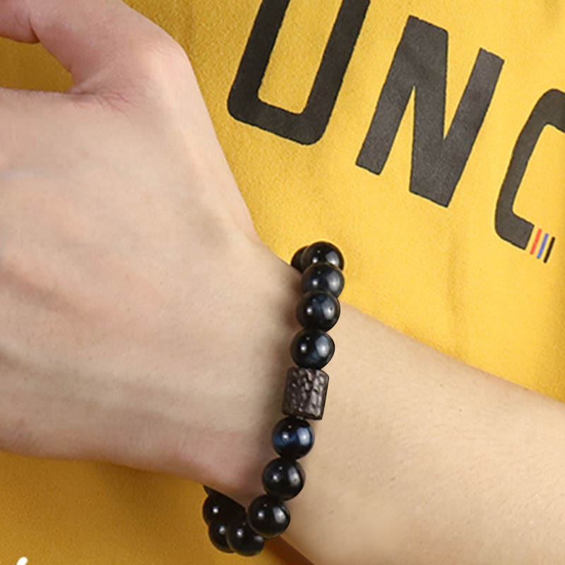 Tiger Eye Ebony Wood Beads Calm Bracelet