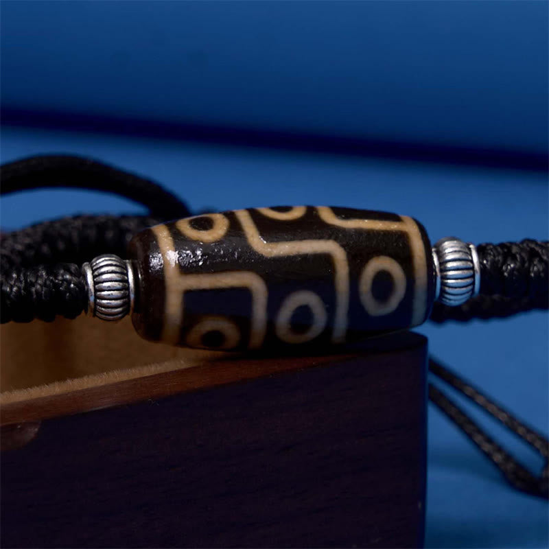 Hand-Woven Tibetan Rope Bracelet with Authentic Agate Dzi Bead