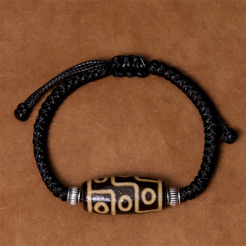 Hand-Woven Tibetan Rope Bracelet with Authentic Agate Dzi Bead