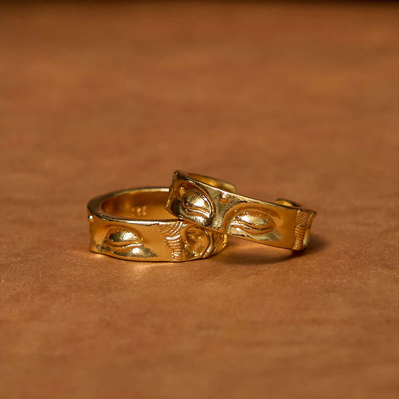 Golden Meditation Buddha Serenity Copper Adjustable Ring