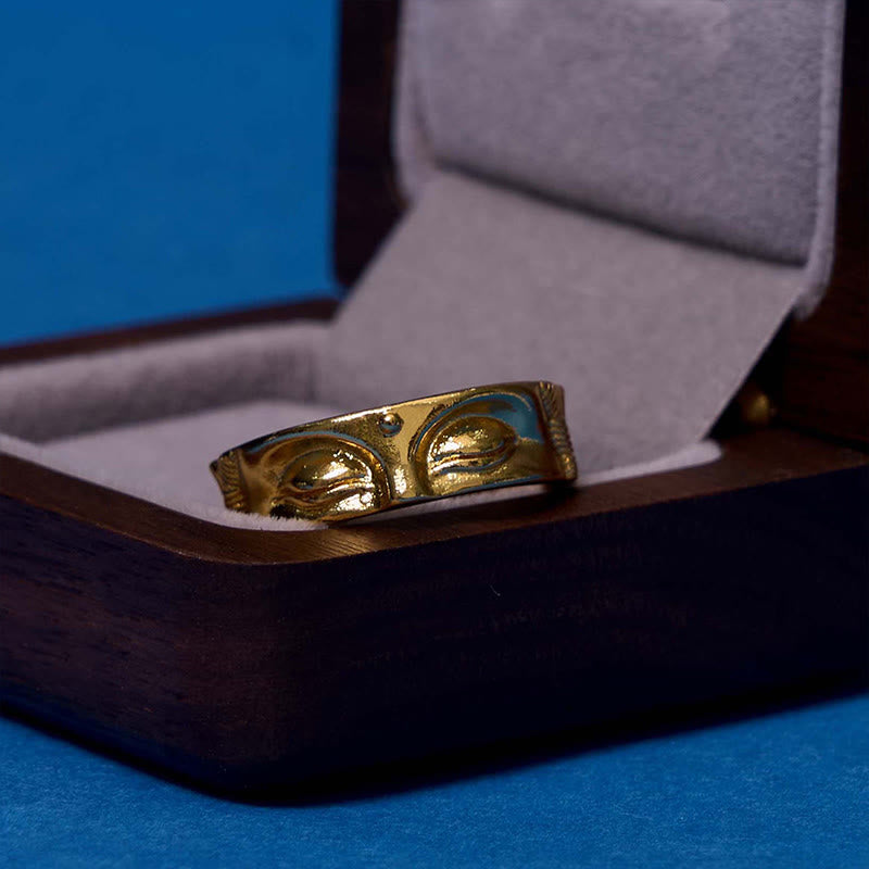Golden Meditation Buddha Serenity Copper Adjustable Ring