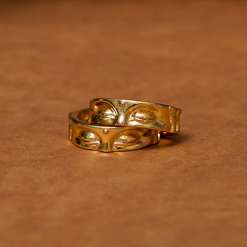 Golden Meditation Buddha Serenity Copper Adjustable Ring