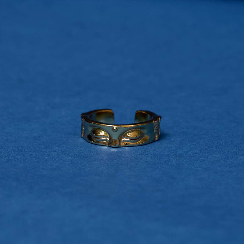 Golden Meditation Buddha Serenity Copper Adjustable Ring