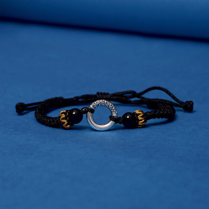Braided Red String Ping An Kou Bracelet in Sterling Silver Plated Copper