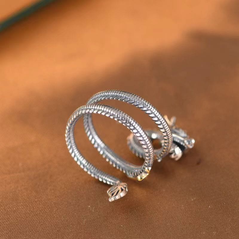 Vintage Dragon Pattern Protection Ring