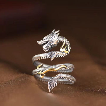 Vintage Dragon Pattern Protection Ring