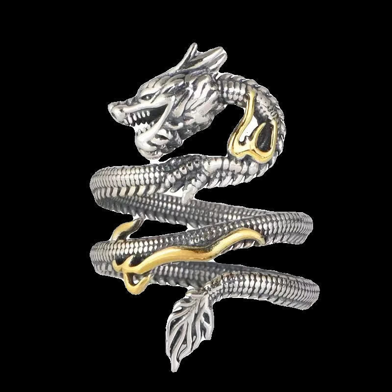 Vintage Dragon Pattern Protection Ring