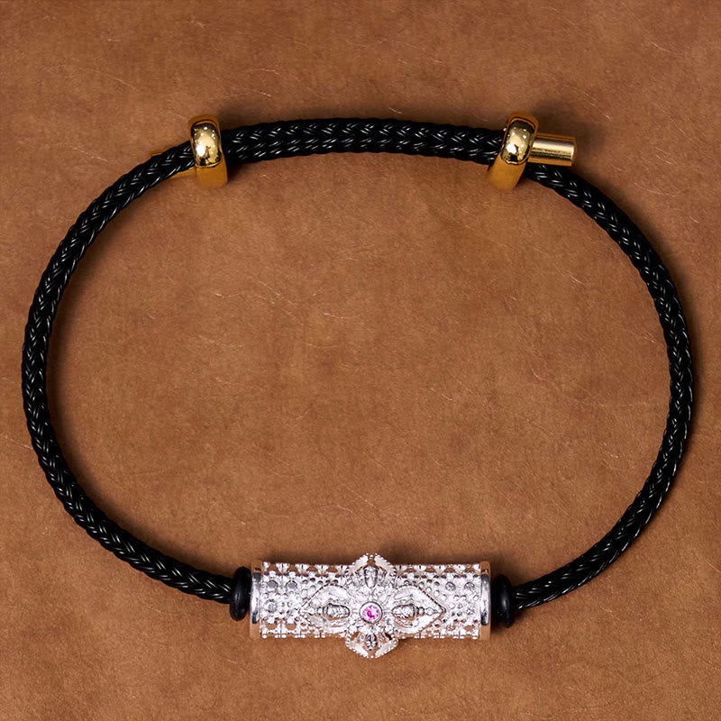 Handcrafted Copper Buddha Flower Adjustable Red String Bracelet