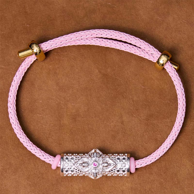 Handcrafted Copper Buddha Flower Adjustable Red String Bracelet