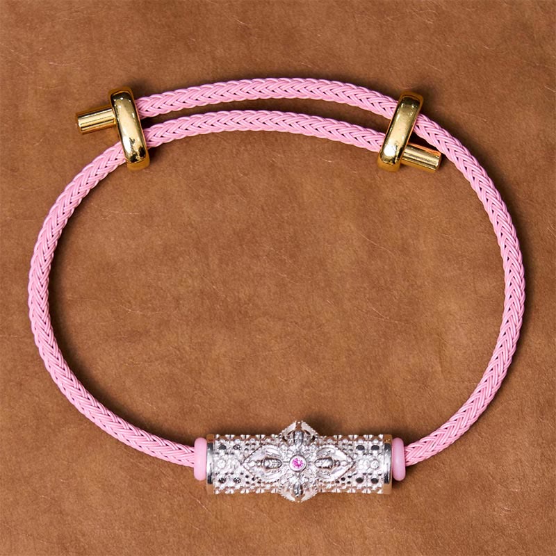 Handcrafted Copper Buddha Flower Adjustable Red String Bracelet
