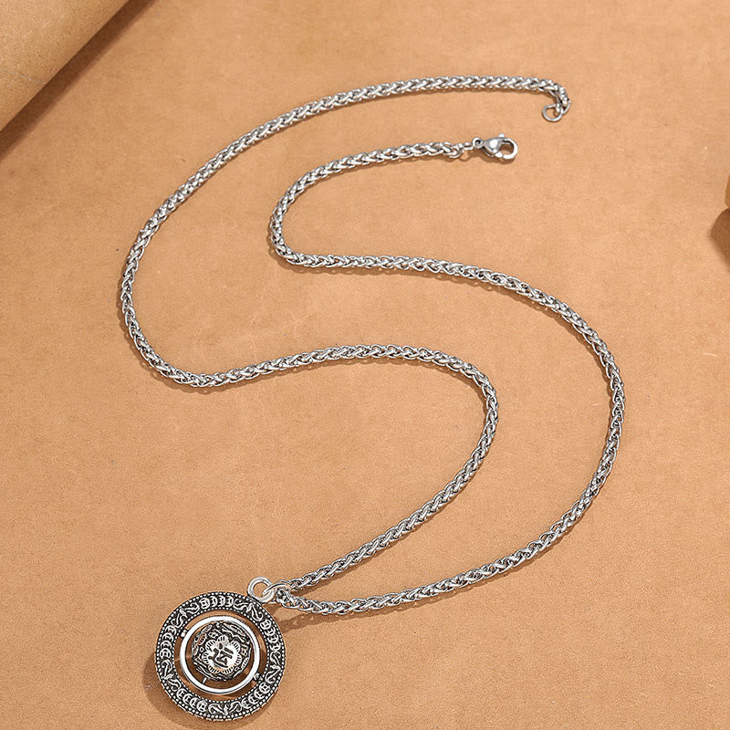 One's Luck Improves Design Pattern Copper Rotatable Necklace Pendant