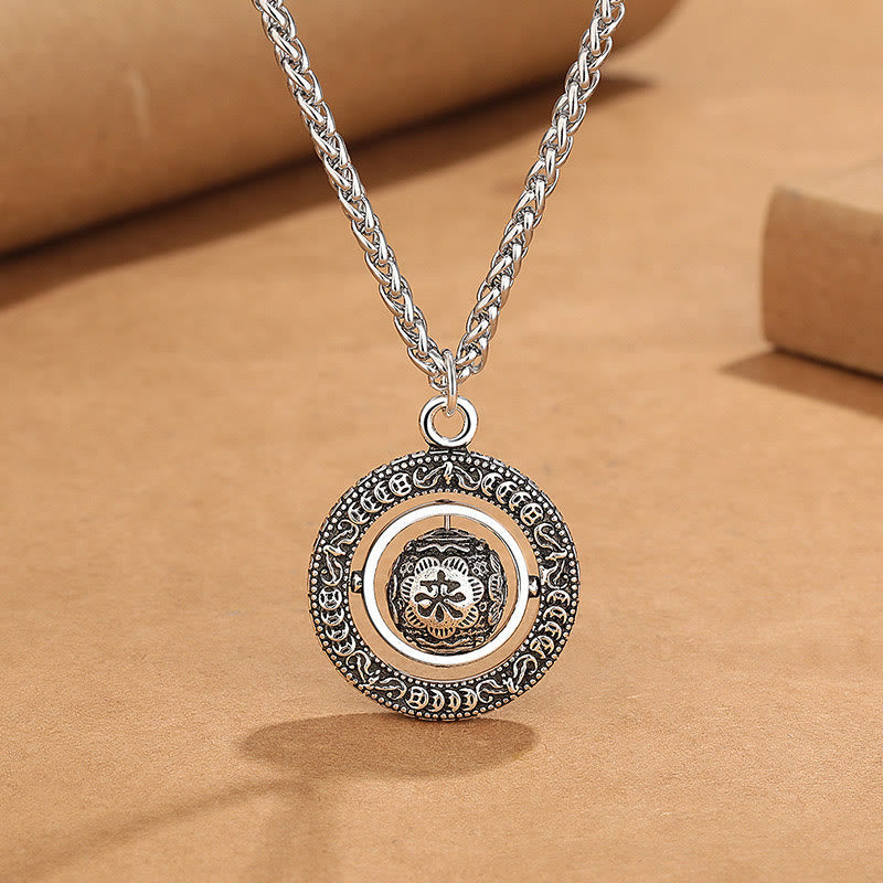 One's Luck Improves Design Pattern Copper Rotatable Necklace Pendant