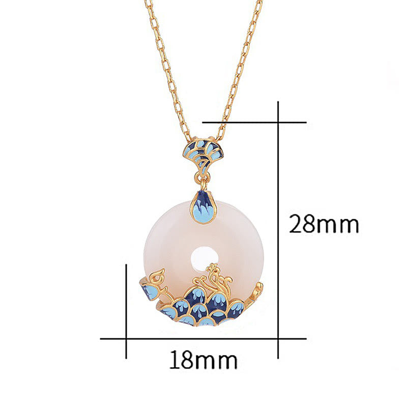 White Jade Peace Buckle Mountains And Sea Luck Necklace Pendant