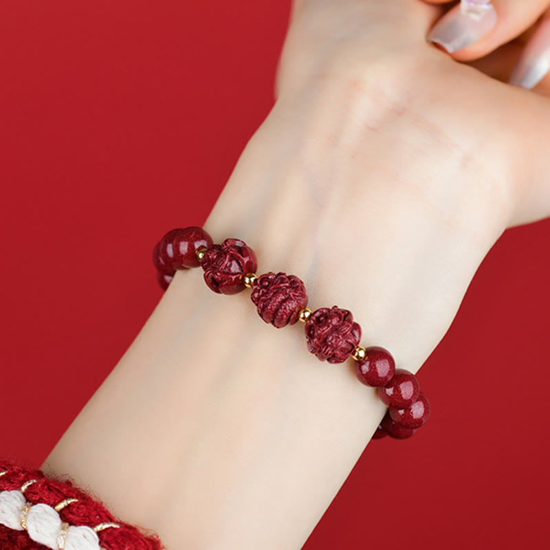Chinese Zodiac Cinnabar Keep Away Evil Spirits Blessing Bracelet